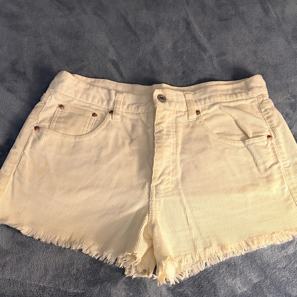 Vintage White Corduroy Cut Off Shorts